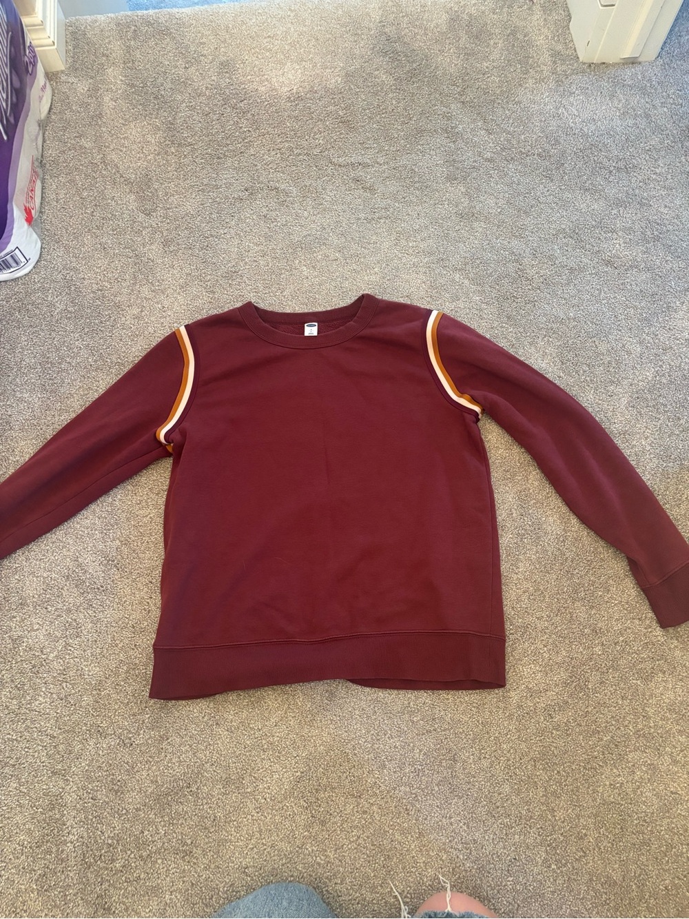 Old Navy Maroon Crewneck Sweater with Gold Trim